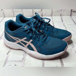 Asics Upcourt 6 Volleyball Shoes Womens Size 8.5 WORN TWICE Navy Rose Pickleball